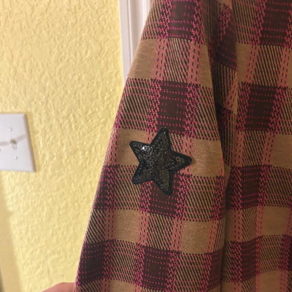 Anthropologie Plaid Embroidered Blazer - Brown & Burgundy - Picture 5 of 8